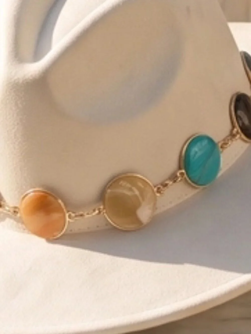 Super Stylish Stone Chain Band Fedora Hat